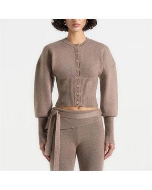 Manière De Voir Knitted Cinch Waist Cardigan - Brown