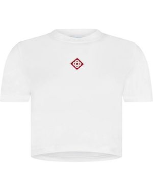 CASABLANCA Logo Cotton Cropped Baby T-Shirt - White