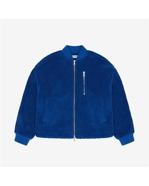 Cole Buxton Wool Long Sleeve Bomber Jacket - Blue