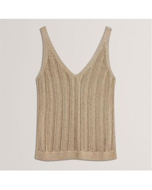 Ted Baker V Neck Knitted Tank Top - Natural