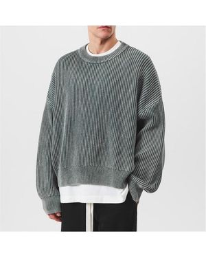Cole Buxton Acid Wash Knit Sweatshirt - Grey