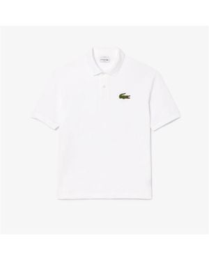 Lacoste Loose-Fit L.12.12 Piqué Badge Polo Shirt - White