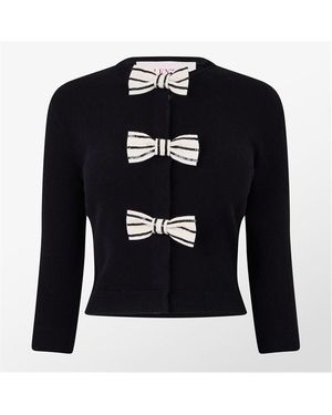 Valentino Cardigan With Embroidered Bows - Black