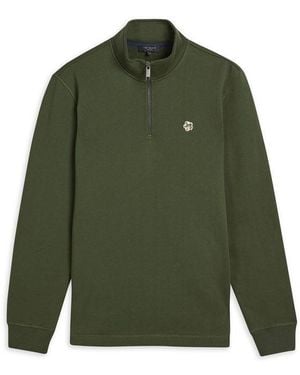 Ted Baker Kilbern Quarter Zip Jumper - Green