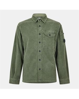 C.P. Company Lens Cord Long Sleeve Plain Shirt - Green