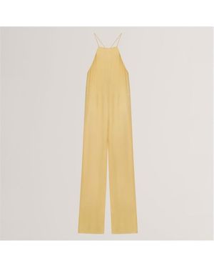 Ted Baker Halter Neck Belted Wide Leg Jumpsuit - Yellow