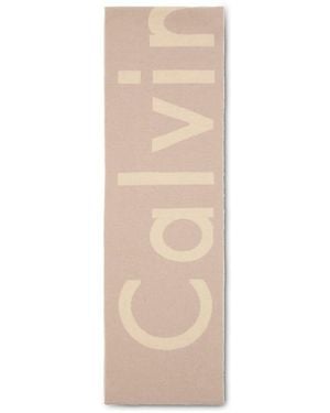 Calvin Klein Logo Midweight Scarf - Natural