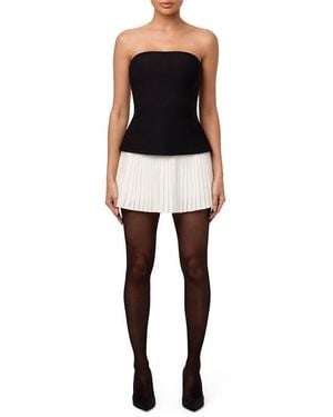 Naked Wardrobe Pleated Tube Contrast Mini Dress - Black
