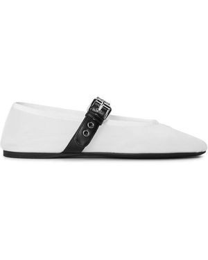 Miu Miu Mesh Fabric Ballerinas - White