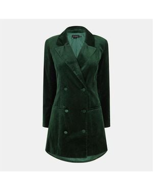 GOOD AMERICAN Executive Velvet Blazer Dress - Green