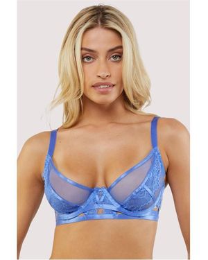 Wolf & Whistle Claire Caged Lace Bra - Blue