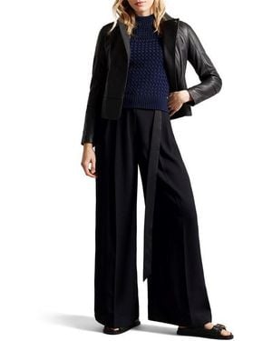 Ted Baker Lizia Leather Structured Fit Biker Jacket - Blue