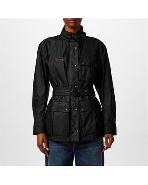 Belstaff Heirloom Trialmaster Water And Wind Resistant Waxed Cotton Long Sleeve Wax Jacket - Black