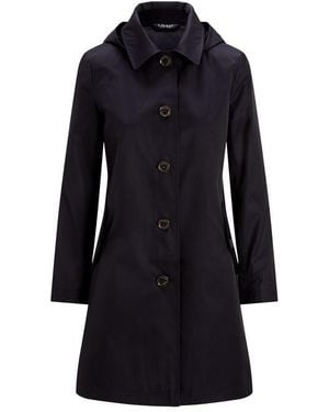 Ralph Lauren Genuine Leather Structured Trench Coat - Black