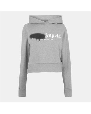 Palm Angels Over The Head Cropped Hoodie - Grey
