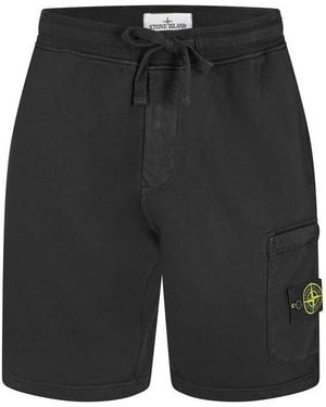 Stone Island Fleece Jogger Shorts - Black