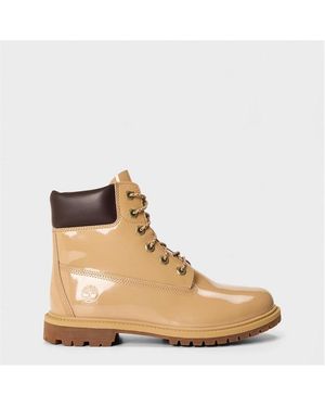 Timberland Patent Flat Ankle Boots - Natural