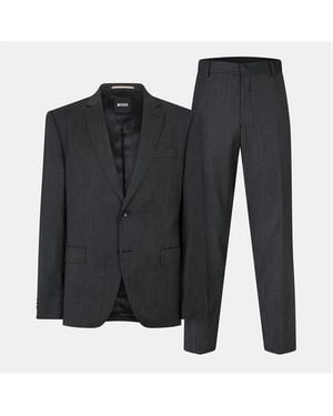 BOSS Tailored Fit Canvas Interlining Suits - Black