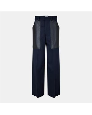 Bottega Veneta Wool And Cotton Trousers - Blue