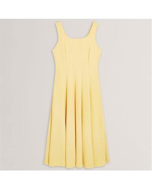 Ted Baker Panelled Scoop Neck Sleeveless Midi Dress - Yellow