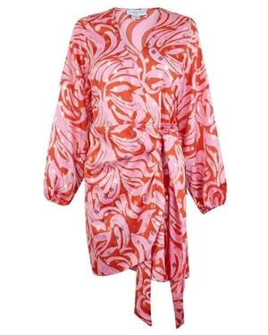 Never Fully Dressed Mini Vienna Swirl Wrap Dress - Red