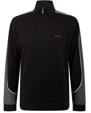 BOSS Boss 1/4 Zip Loungewear Tracksuit Jacket - Black
