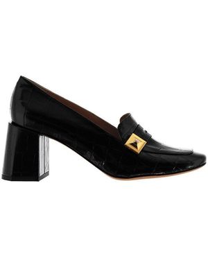 Mulberry Slip On Mid Heel Loafers - Black