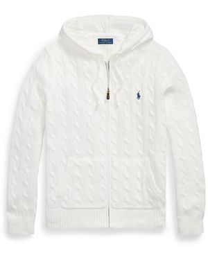 Polo Ralph Lauren Cable-Knit Cotton Hooded Jumper - White