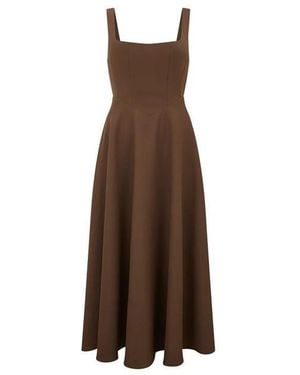 Odd Muse The Ultimate Muse High Waist Square Neck Midi Dress - Brown