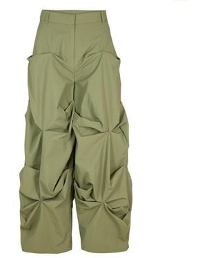 Ganni Ripstop Drpy Ripstop Parachute Trousers - Green