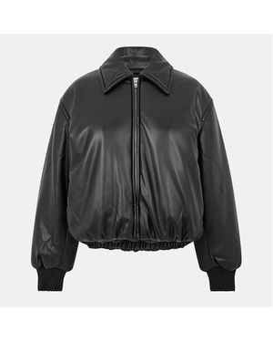 Acne Studios Coated Long Sleeve Oversized Fit Bomber Jacket - Black