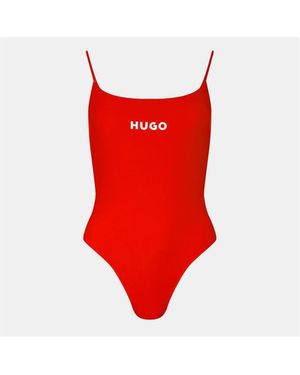 HUGO Boss Quick Dry Swimsuit With Contrast Logo - Red