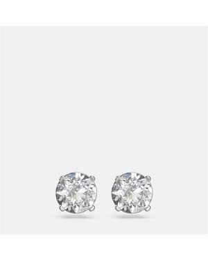 Swarovski Stilla Attract Stud Earrings, Round Cut, Rhodium Plated - White