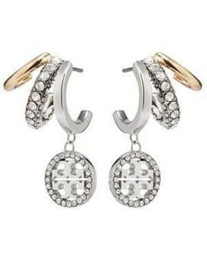 Tory Burch Miller Pave Drop Earrings - Metallic