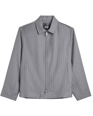 Y-3 Full Zip Stripe Harrington Jacket - Grey