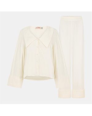 It's 9pm Frenchie Cff Long Sleeve Pyjama Set - Natural