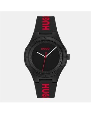 HUGO #Lit Silicone Strap Watch - Black