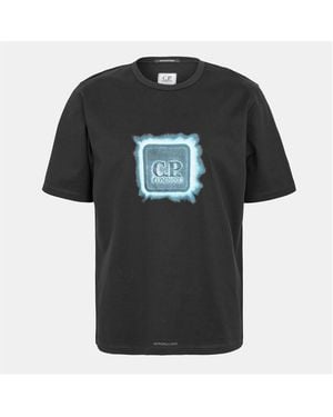CP COMPANY METROPOLIS Front Logo T-Shirt - Black