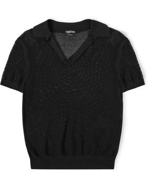 Tom Ford Mesh Short Sleeve Knitted Top - Black