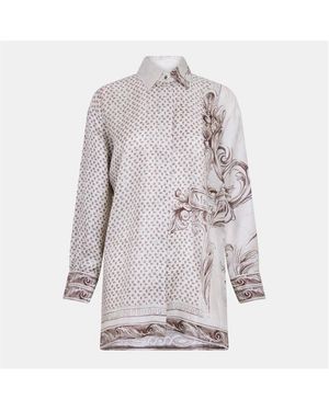 Max Mara Printed Silk Twill Shirt - White