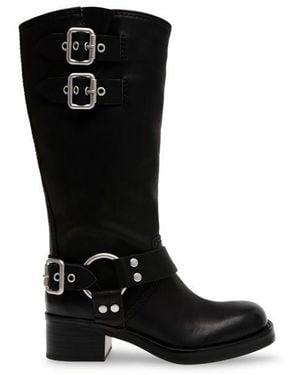 Steve Madden Eastern Motorcycle Boots With Block Heel - Black