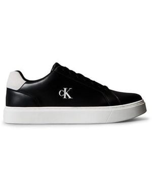 Calvin Klein Leather Signature Logo Trainers - Black