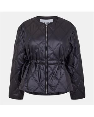 Ganni Shiny Quilted Jacket - Blue