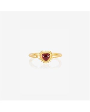 Rachel Jackson Adjustable Electric Love Mini Garnet Heart Band Ring - Metallic