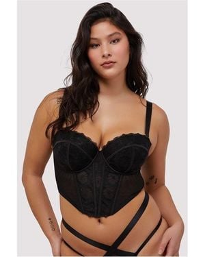 Wolf & Whistle Daisy Embroidery Strapless Bustier - Black