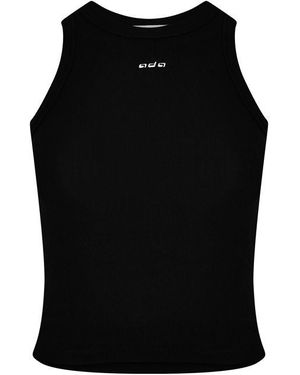 ADANOLA Ribbed Racer Jersey Vest Top - Black