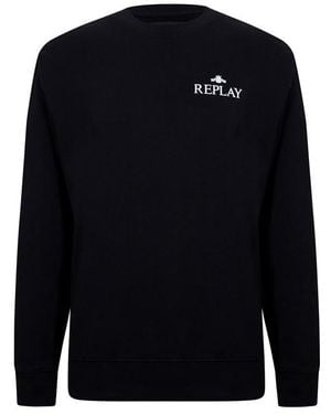 Replay Small Logo Crewneck Jumper - Blue