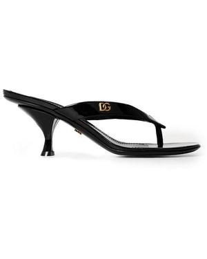 Dolce & Gabbana Dg Thong Heeled Mule Ld64 - Black