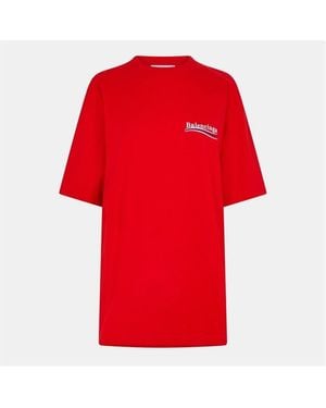 Balenciaga Political Logo Oversized T-Shirt - Red