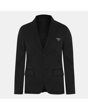 Prada Badge Long Sleeve Blazer - Black